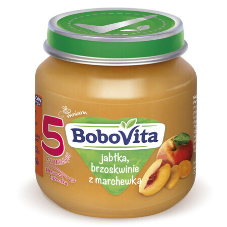 BoboVita Desert, mere, piersici cu morcovi, după 5 luni, 125 g