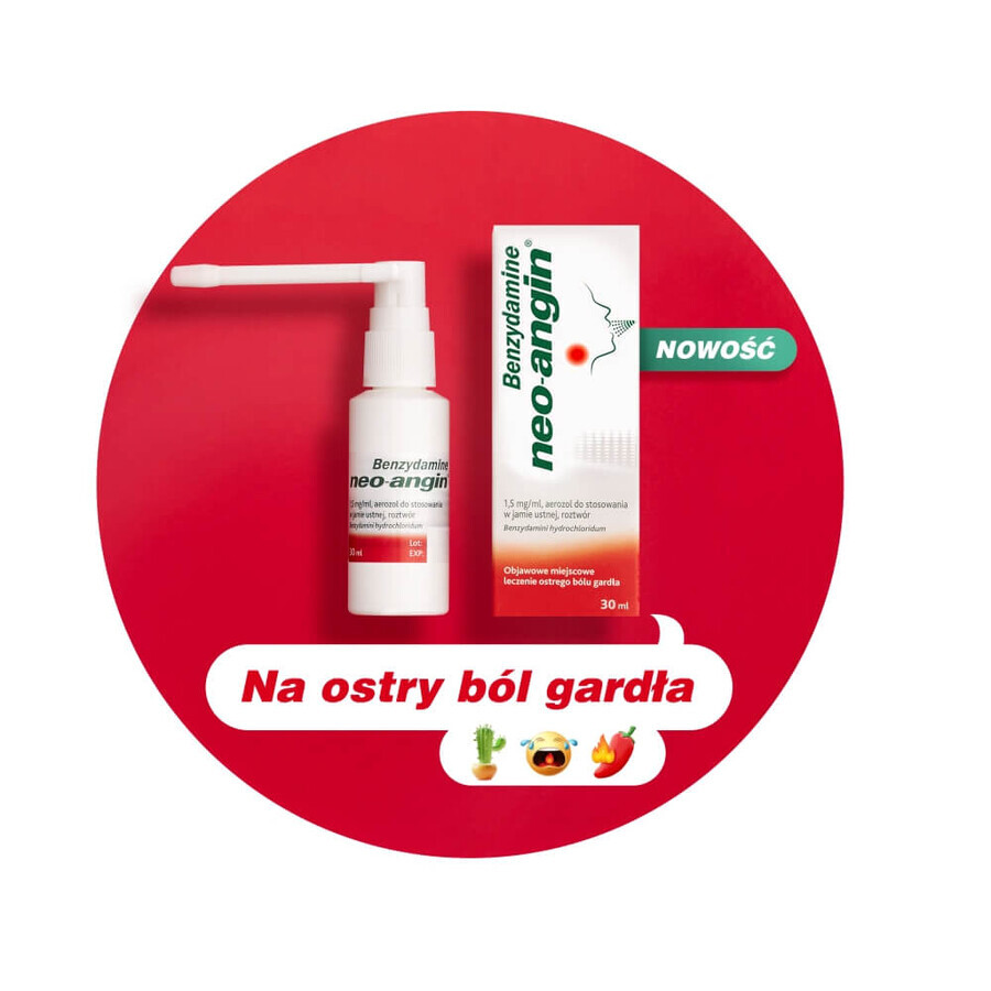 Benzidamină neo-angină 1,5 mg/ml, spray oral, soluție, 30 ml