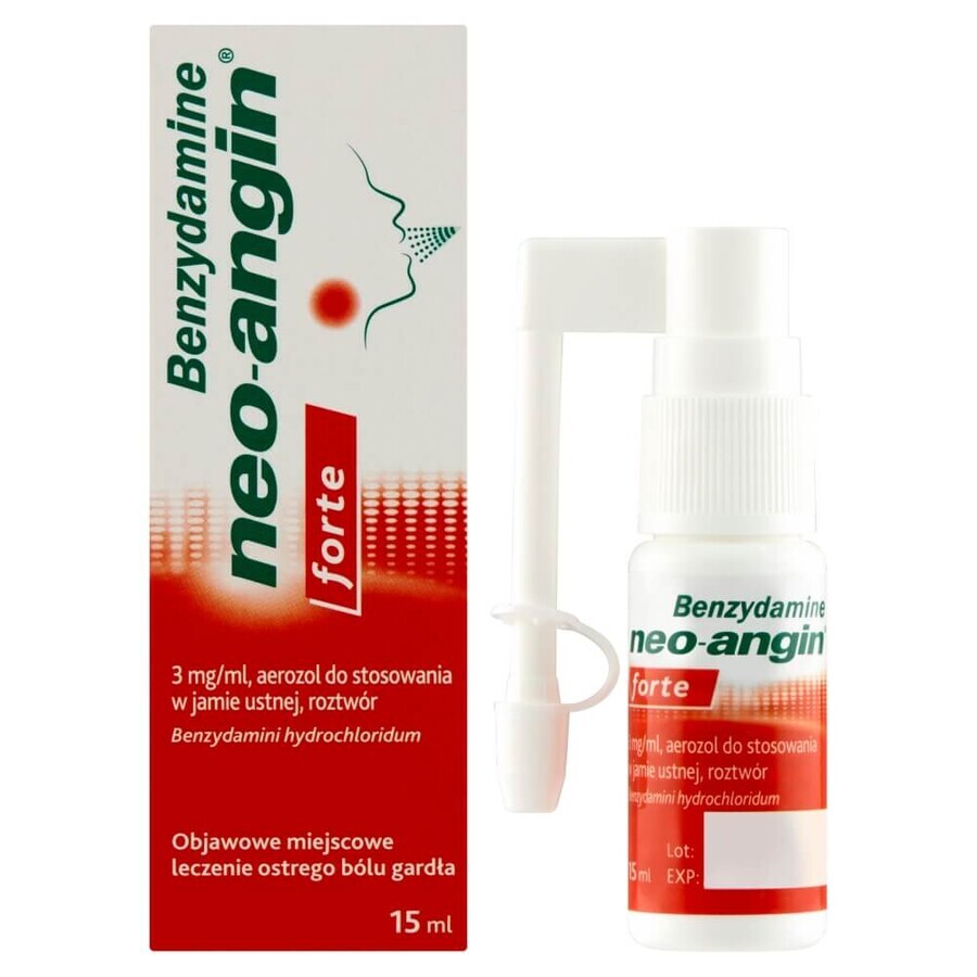 Benzidamină neo-angin Forte 3 mg/ml, spray oral, soluție, 15 ml