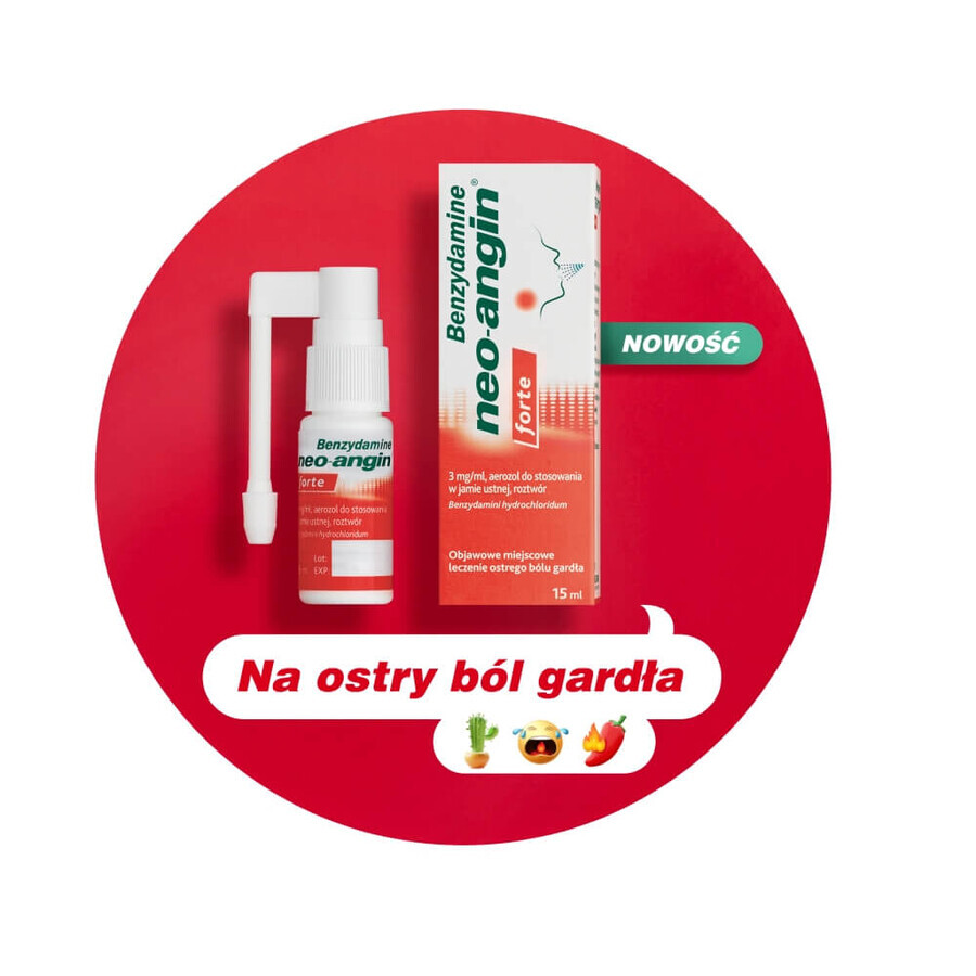 Benzidamină neo-angin Forte 3 mg/ml, spray oral, soluție, 15 ml