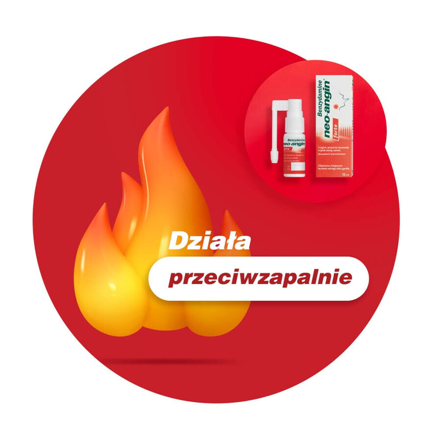 Benzidamină neo-angin Forte 3 mg/ml, spray oral, soluție, 15 ml