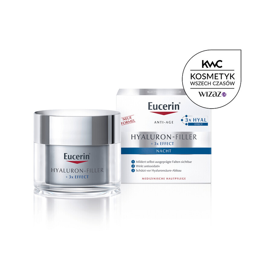 Eucerin Hyaluron-Filler, cremă de noapte antirid cu acid hialuronic, 50 ml