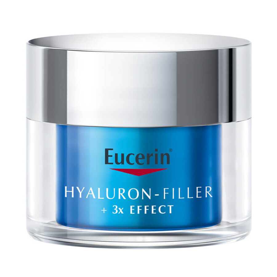 Eucerin Hyaluron-Filler + 3x Effect, potenciador facial hidratante para la noche con ácido hialurónico, 50 ml