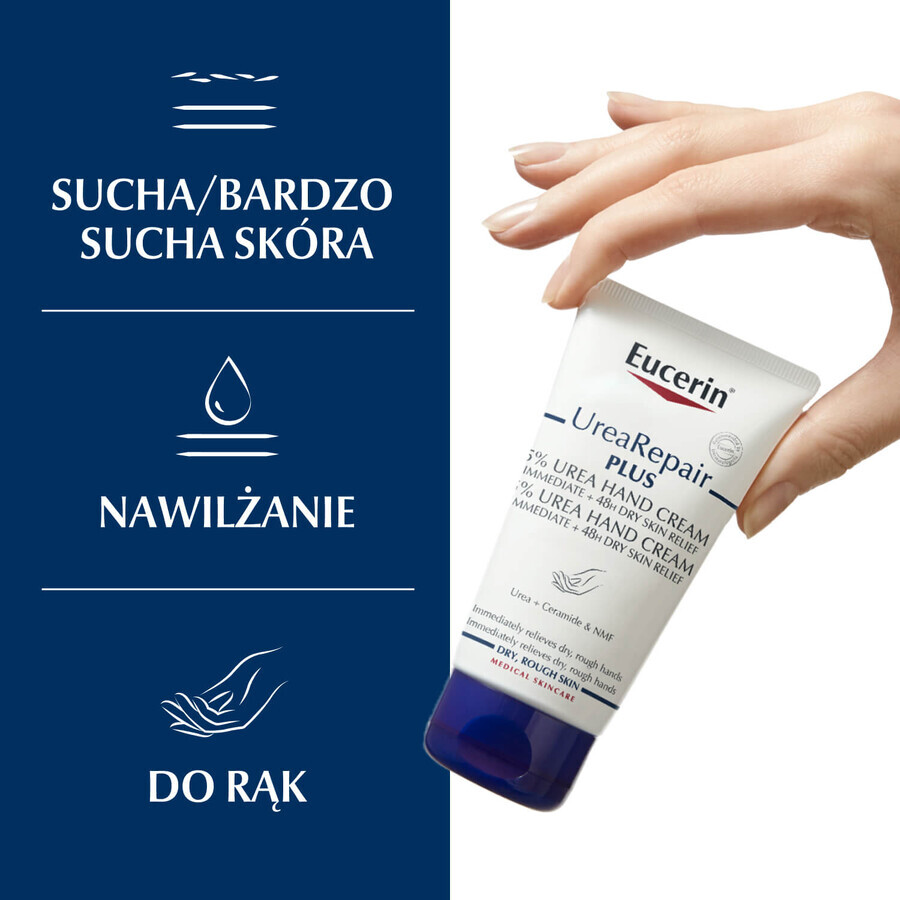 Eucerin UreaRepair Plus, cremă de mâini cu 5% uree pentru piele uscată și aspră, 75 ml