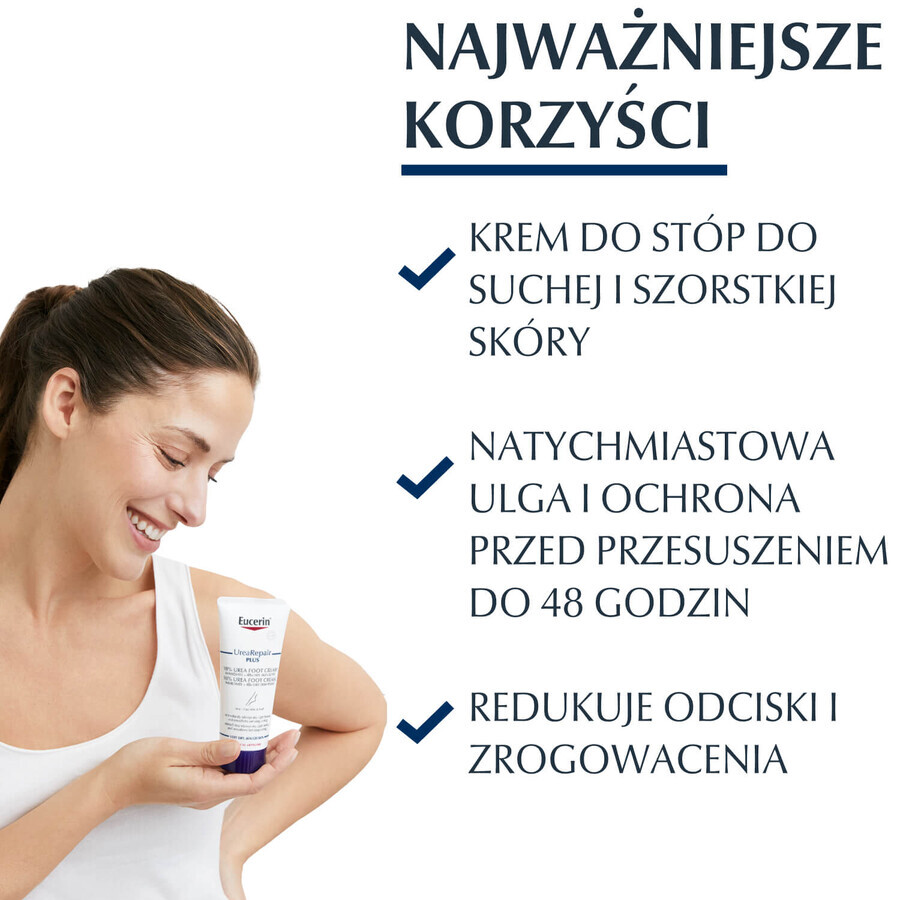 Eucerin UreaRepair Plus, cremă pentru picioare cu 10% uree pentru piele foarte uscată și aspră, 100 ml