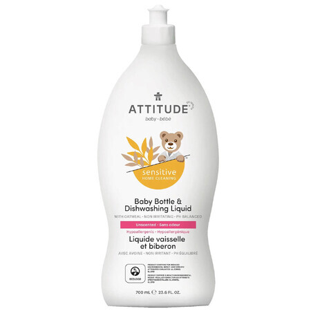 Attitude Sensitive Skin Baby, natural bottle and washing-up liquid for babies, 700 ml