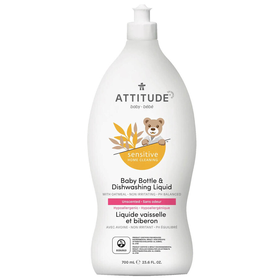 Attitude Sensitive Skin Baby, natural bottle and washing-up liquid for babies, 700 ml