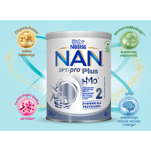 Nestle NAN Optipro Plus 2 HM-O, lapte de continuare pentru sugari peste 6 luni, 800 g