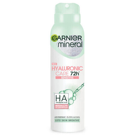 Garnier Mineral Hyaluronic Care, Antitranspirant Spray 72h, Sensitive, 150 ml