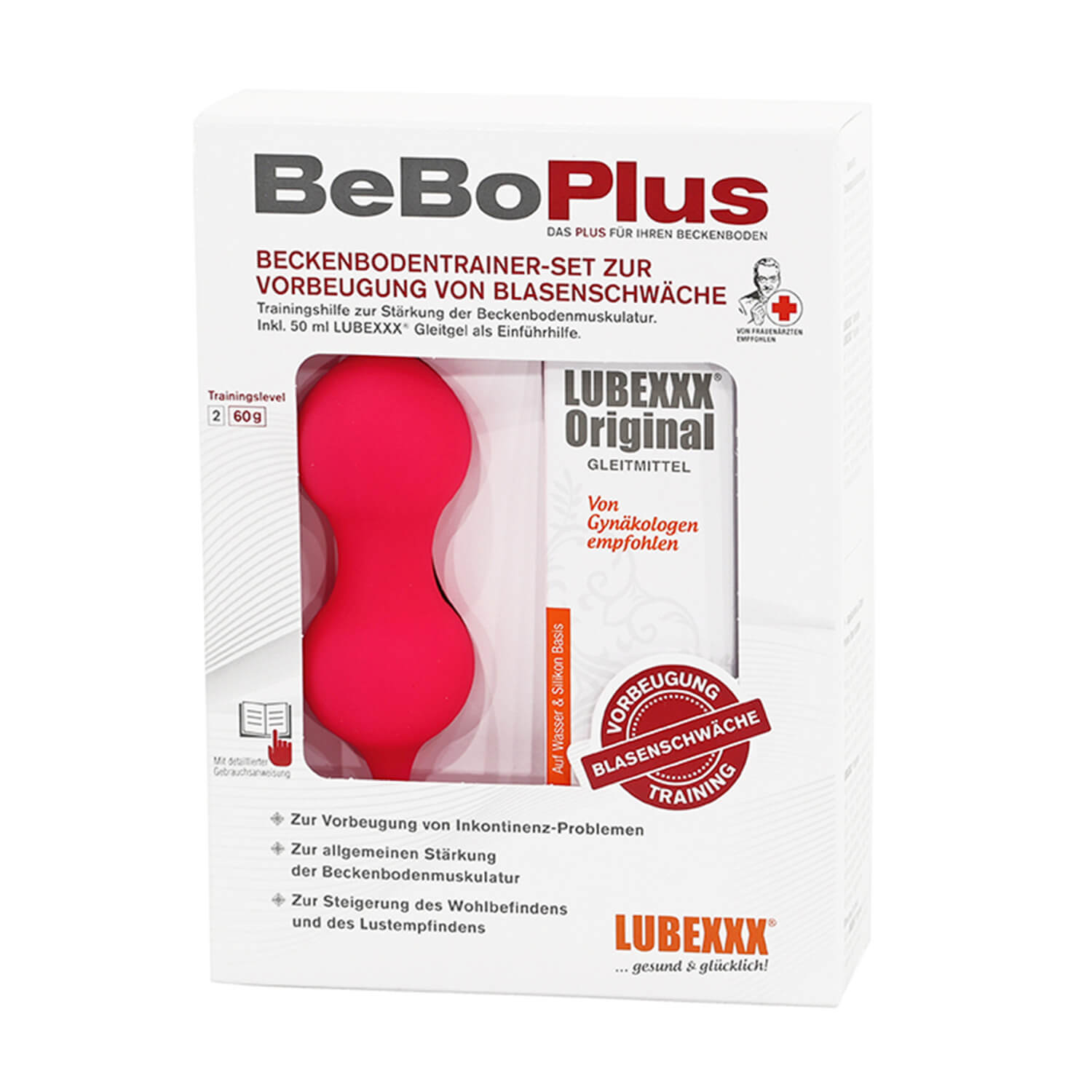 Lubexxx BeBoPlus, set de antrenament pentru mușchii podelei pelvine, greutate vaginală, 60 g + gel hidratant, 50 ml