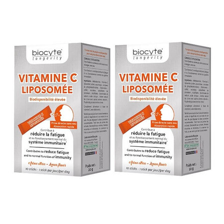 Pachet Vitamina C Lipozomala, 10 plicuri + 10 plicuri, Biocyte