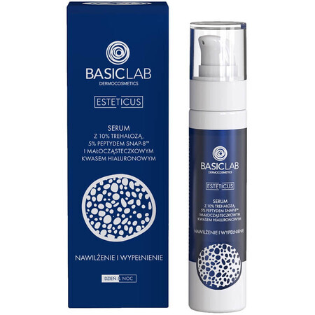 BasicLab Esteticus, ser cu trehaloză 10%, peptidă 5% și acid hialuronic, hidratare și umplere, 50 ml