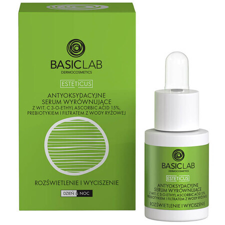 BasicLab Esteticus, ser de echilibrare antioxidant cu vitamina C 15%, iluminare și calmare, 15 ml