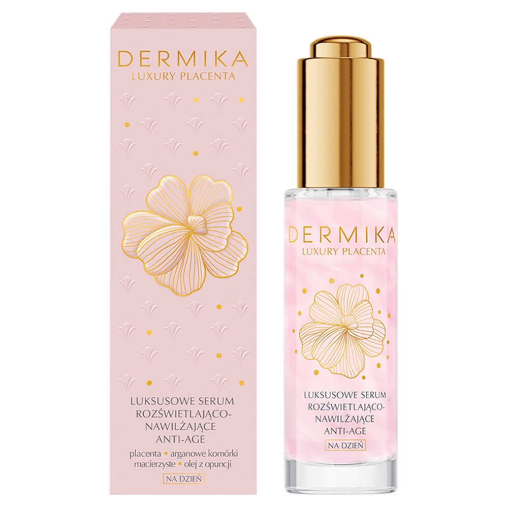 Dermika Luxury Placenta, ser iluminator și hidratant anti-îmbătrânire de lux, de zi, 30 ml