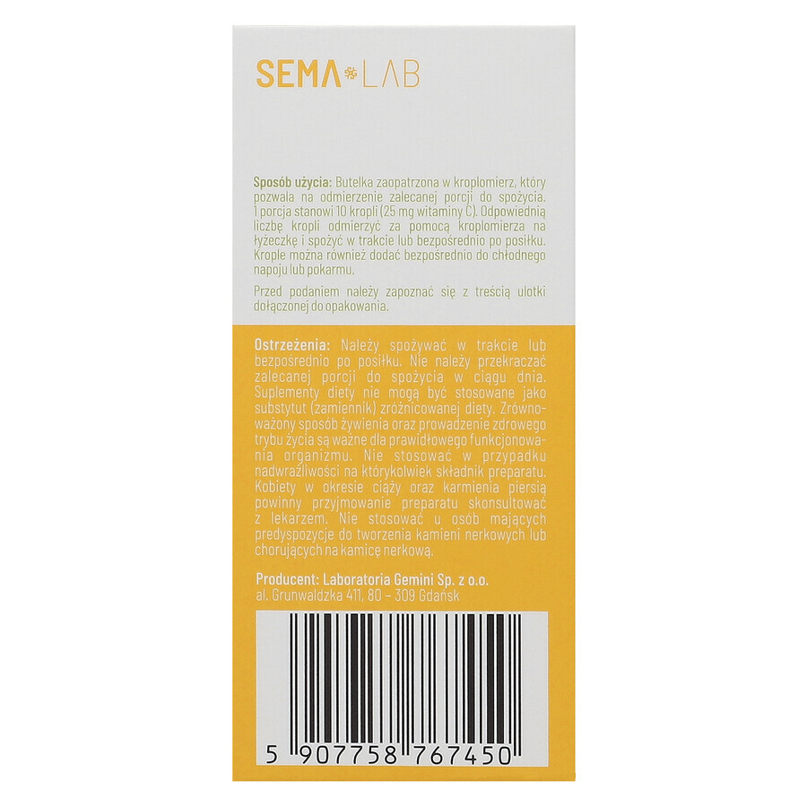 SEMA Lab Vitamina C pentru copii de la 1 lună, picături, 25 ml