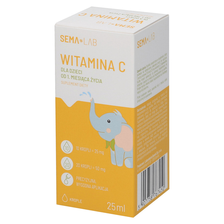 SEMA Lab Vitamina C pentru copii de la 1 lună, picături, 25 ml