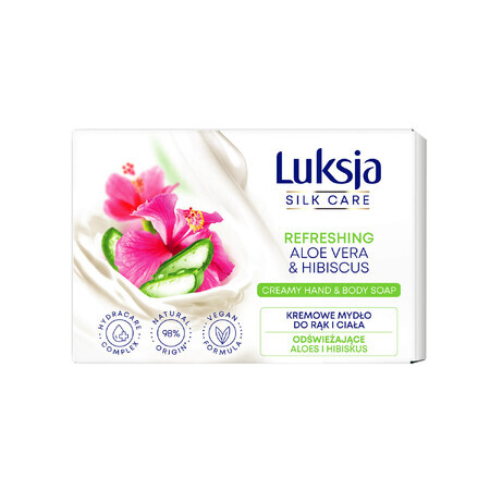 Luxja Silk Care, savon crémeux pour les mains et le corps, rafraîchissant, aloès et hibiscus, 100 g