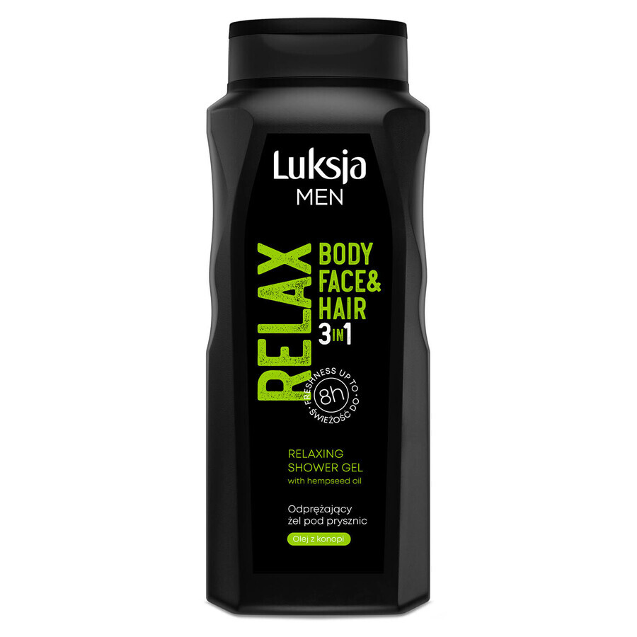 Luxja Men Relax, gel de duș relaxant 3 în 1, ulei de cânepă, 500 ml