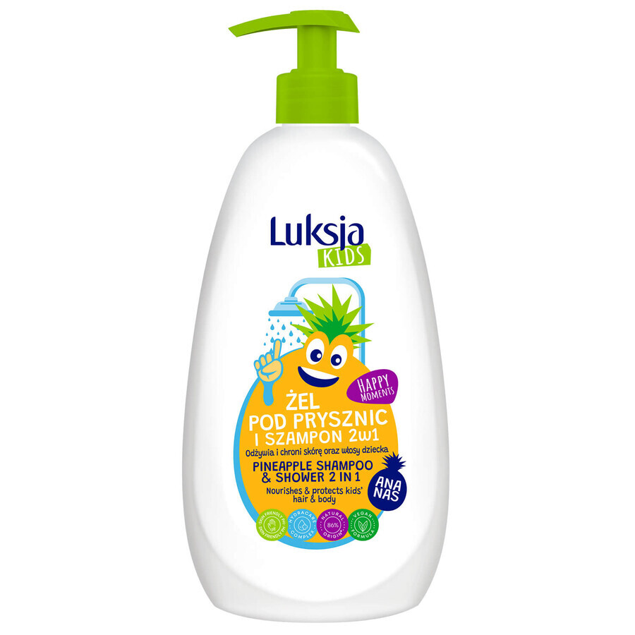 Luxja Kids, gel de duș și șampon pentru copii 2 în 1, ananas, 500 ml