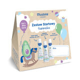 Kit Mustela Recién Nacido, leche corporal, 100 ml + gel lavante, 100 ml + agua limpiadora, 100 ml