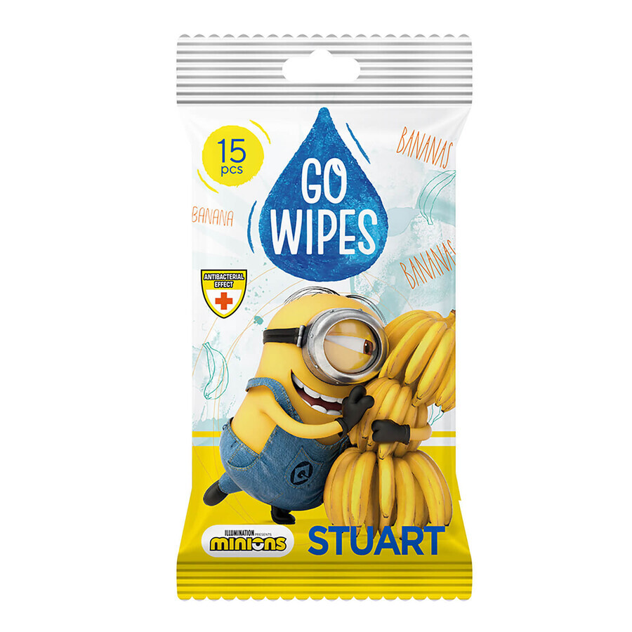 GoWipes Minions, toallitas húmedas para niños, 15 piezas