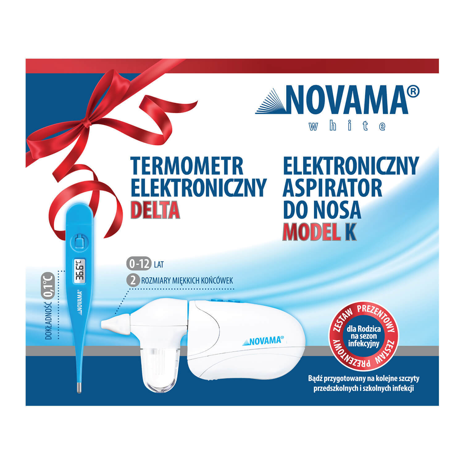 Set Novama White K, aspirator nazal electronic pentru copii + Delta, termometru electronic