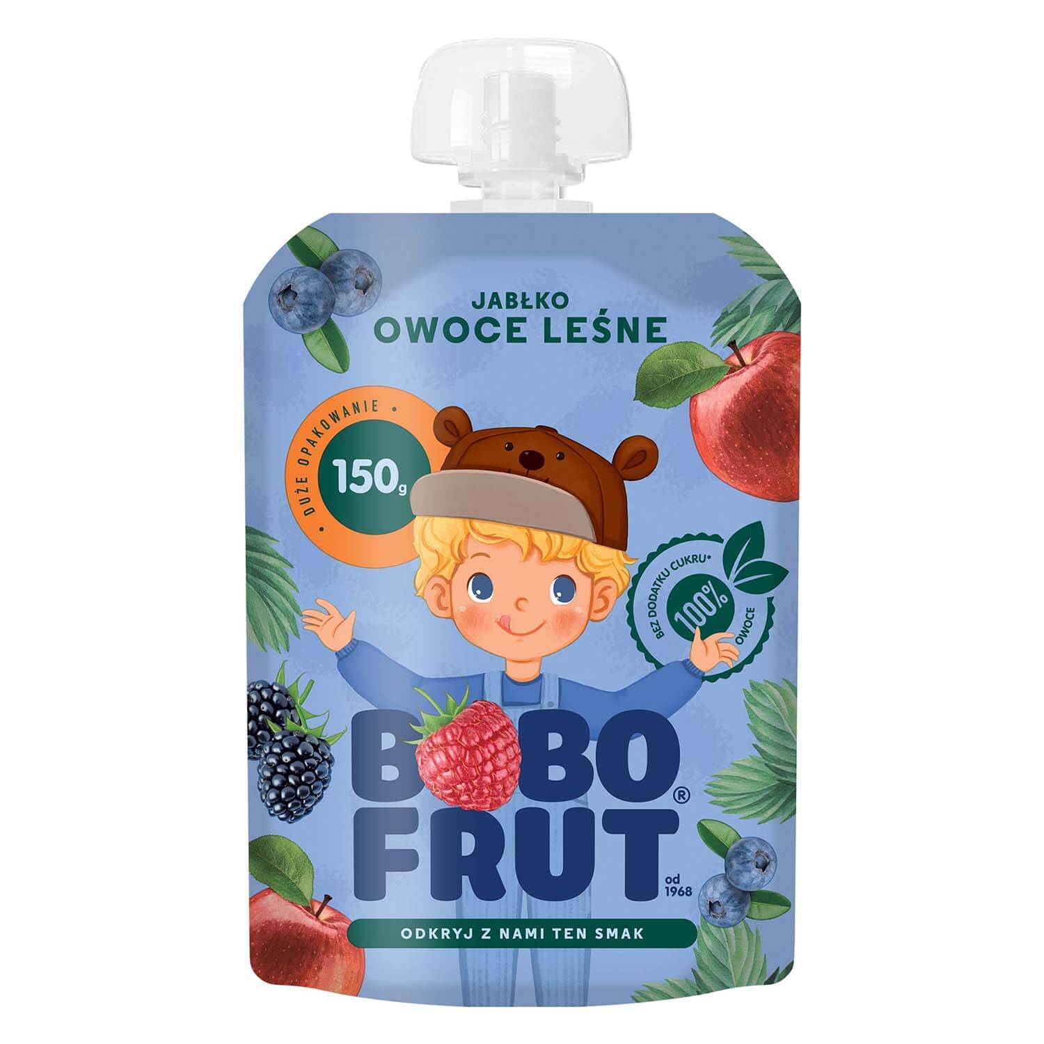 Bobo Frut Mousse de fructe într-un tub, mere și fructe de pădure, 1-3 ani, 150 g