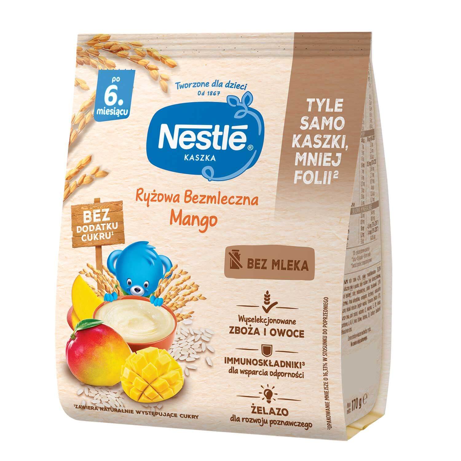 Nestle Terci de orez, mango, fără lapte, fără zahăr adăugat, după 6 luni, 170 g