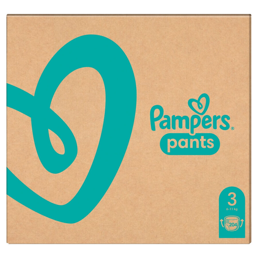 Pampers Pants, scutece, mărimea 3, 6-11 kg, 204 buc