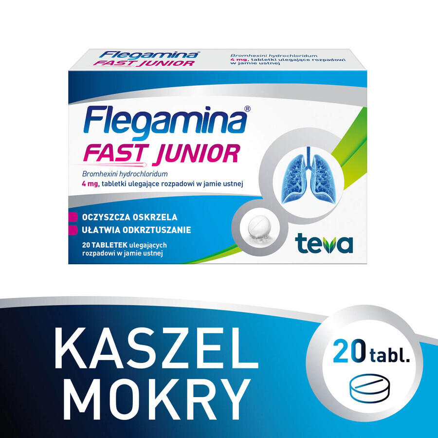 Flegamina Fast Junior 4 mg, 20 comprimate