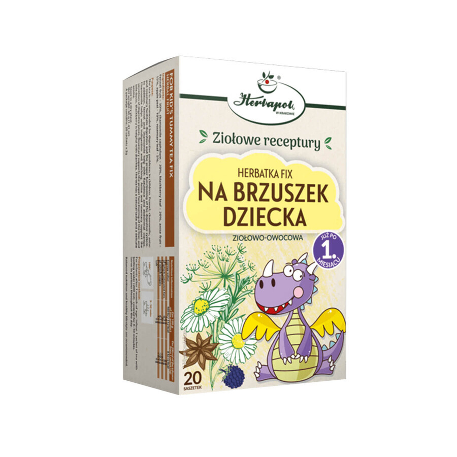 Herbapol Na Brzuszek Dziecka, kruiden-fruit fixeerthee, na 1 maand, 20 builtjes