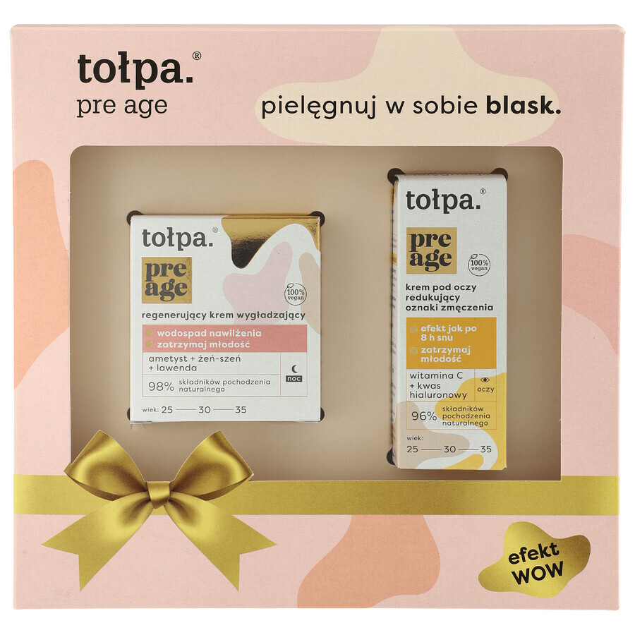 Set Tołpa Pre Age, regenerierende glättende Nachtcreme, 40 ml + Augencreme gegen Müdigkeitserscheinungen, 10 ml