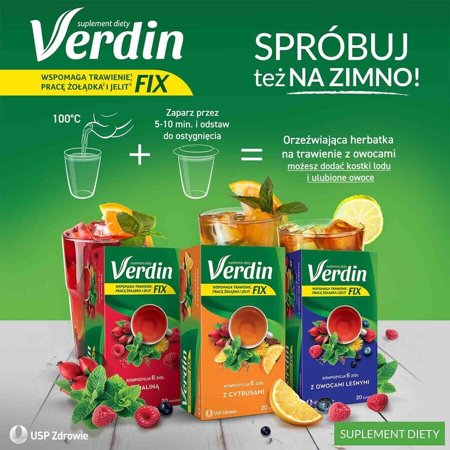 Verdin Fix cu zmeură, 20 plicuri