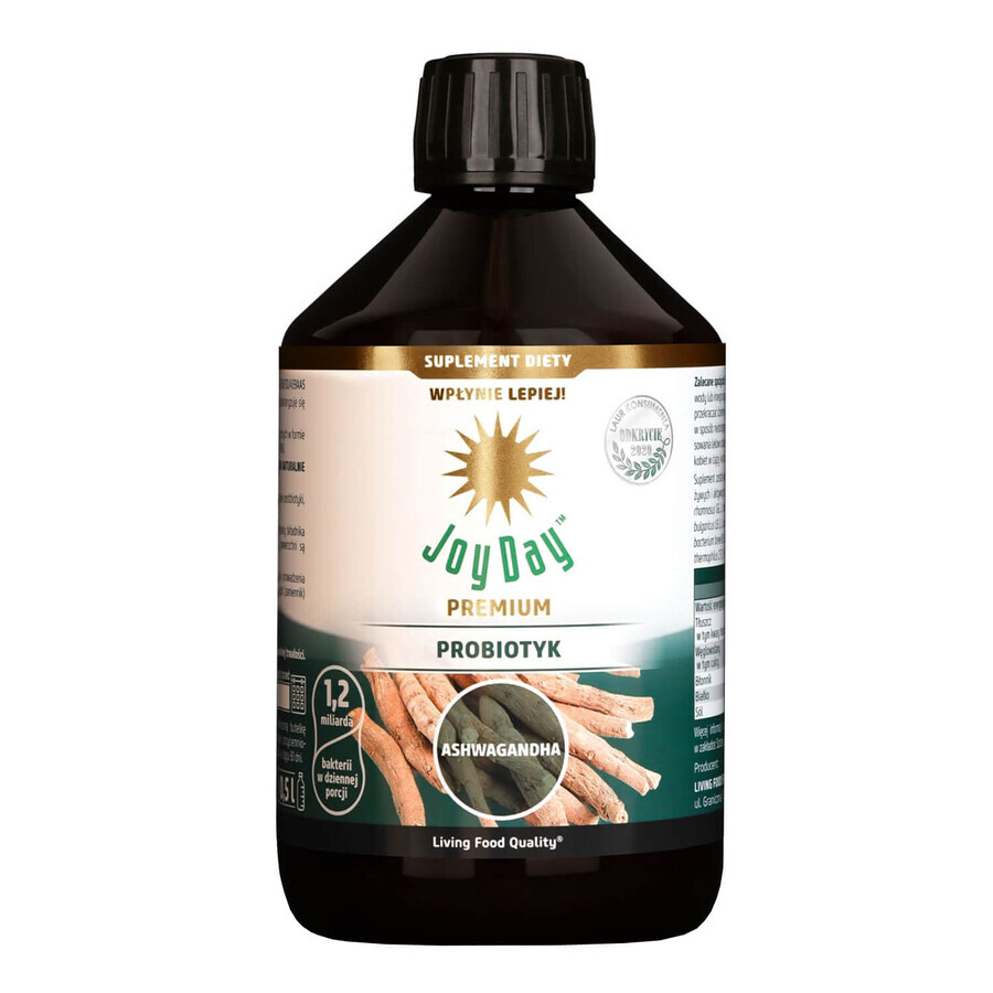 Joy Day Premium Probiotic, Ashwagandha, băutură organică, 500 ml