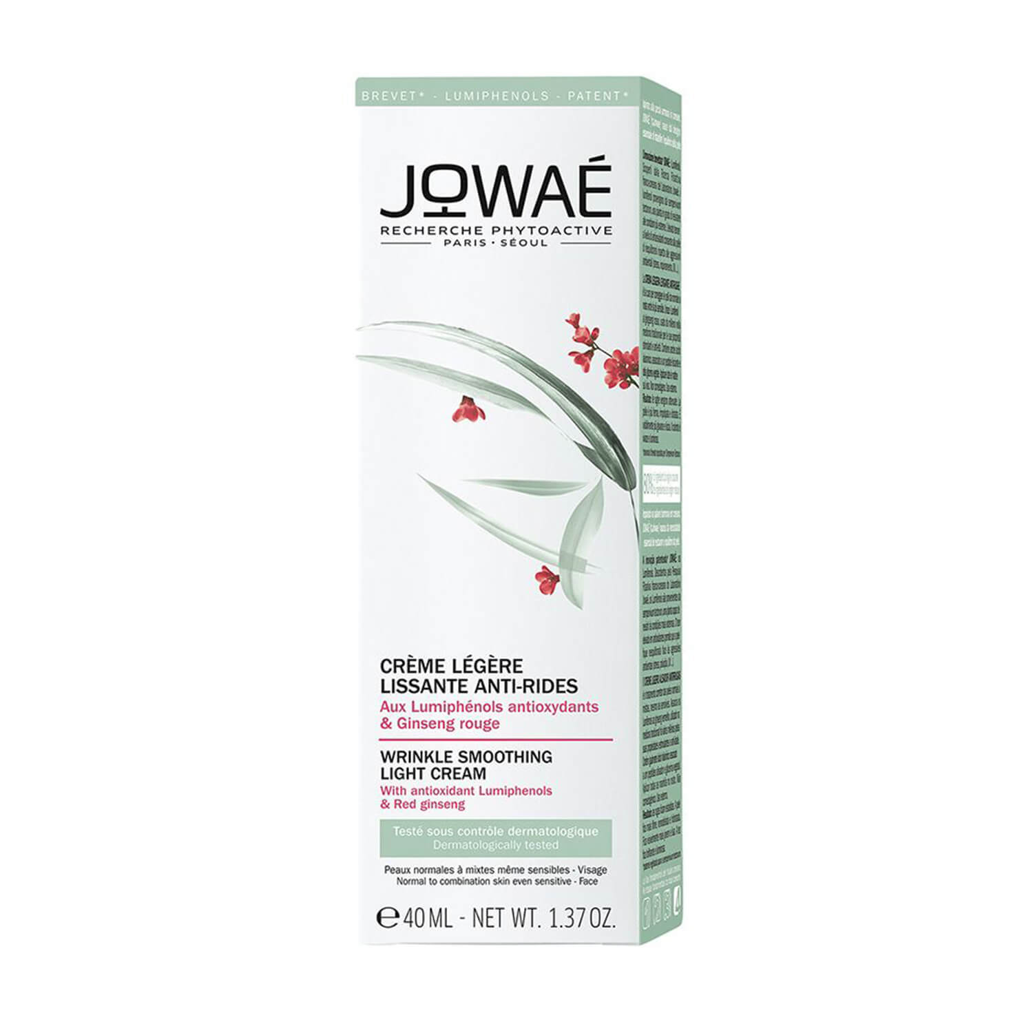 Set Jowae, cremă de netezire a ridurilor, ușoară, 40 ml + ser de netezire a ridurilor ochilor, 15 ml ca cadou