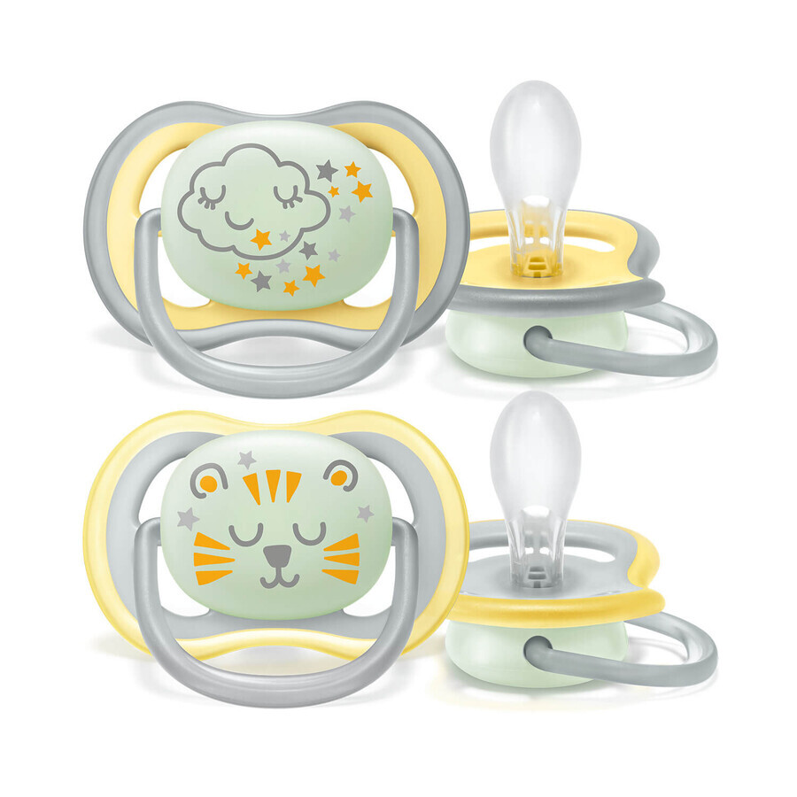 Avent Ultra Air, pacifier, silicone, orthodontic, night, SCF376/01, after 18 months, 2 pieces