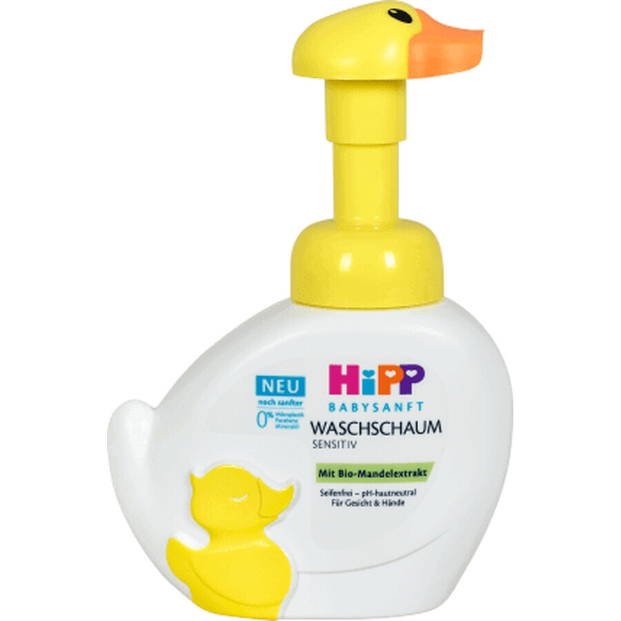 HiPP Babysanft Sensitive, spumă de spălat față și mâini, din prima zi, rață, 250 ml