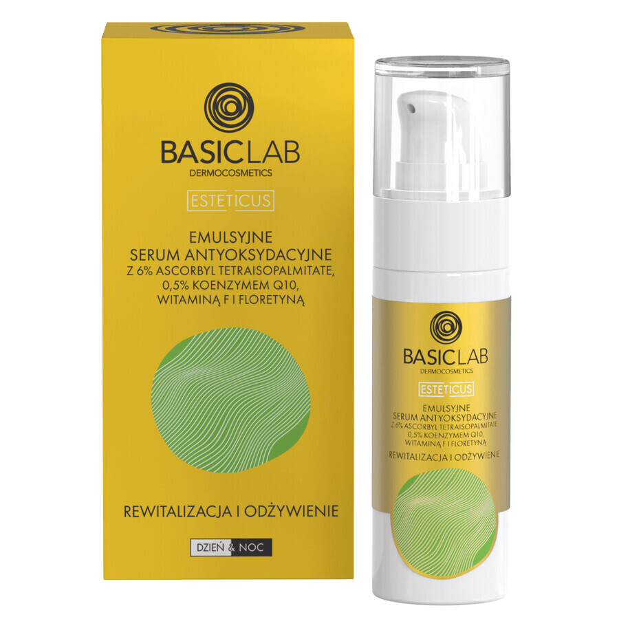 BasicLab Esteticus, emulsie ser antioxidant cu vitamina C 6%, revitalizare și hrănire, 30 ml