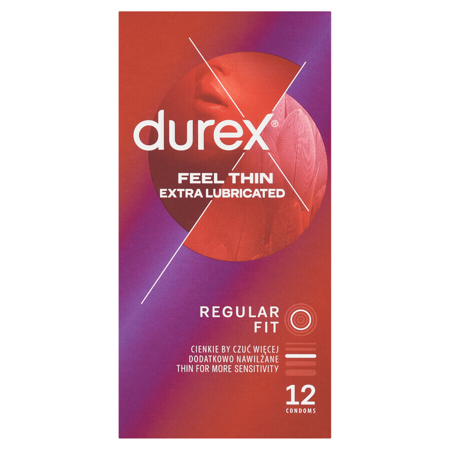 Durex Fetherlite Elite Extra Lubricant Thinner Condoms 12 Pack