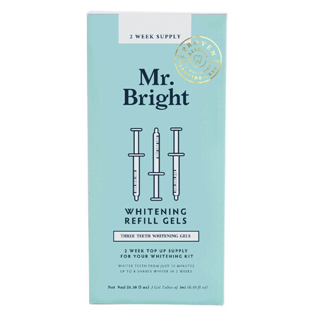 Mr. Bright Gel Whiteing Refills, gel de albire a dinților în seringă, 3 x 3 ml