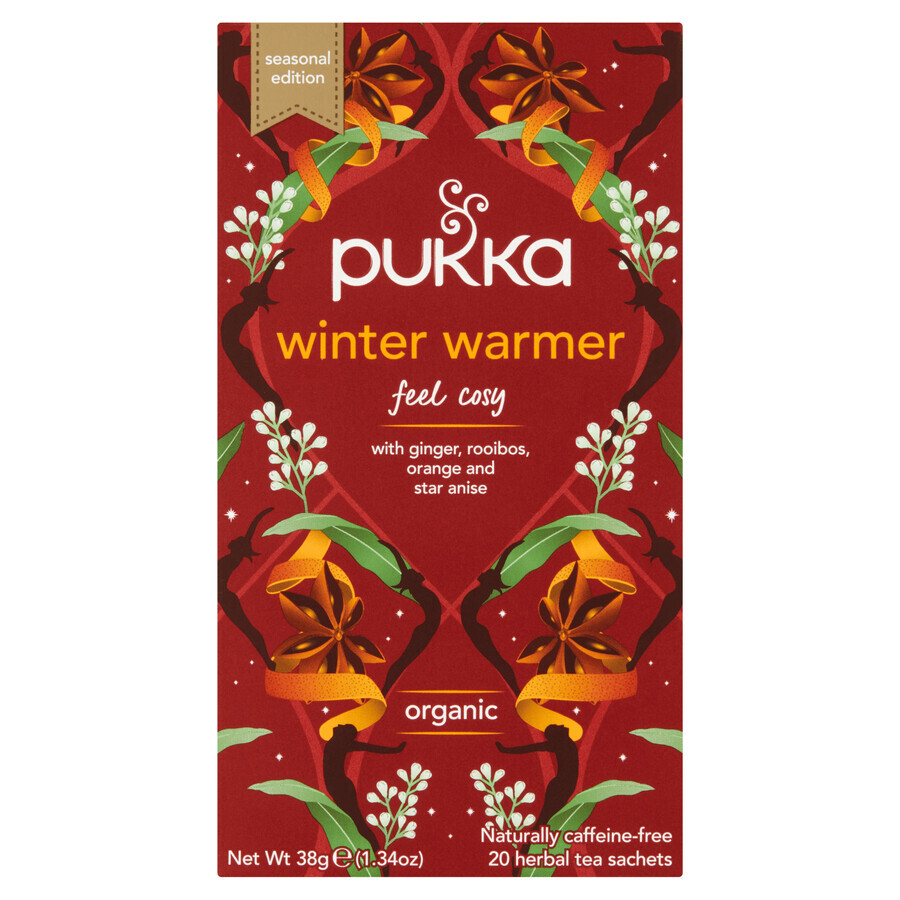 Pukka Winter Warmer Organic, fruit- en kruidenthee, gember, rooibos, sinaasappel en anijs, 1,9 g x 20 builtjes