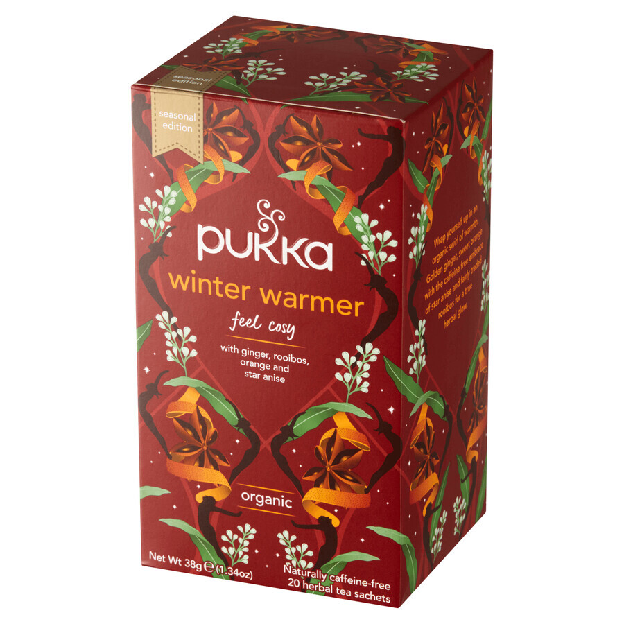 Pukka Winter Warmer Organic, fruit- en kruidenthee, gember, rooibos, sinaasappel en anijs, 1,9 g x 20 builtjes