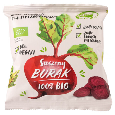 Sfeclă roșie uscată naturală crocantă 100% Bio, chipsuri de sfeclă roșie uscată, 15 g