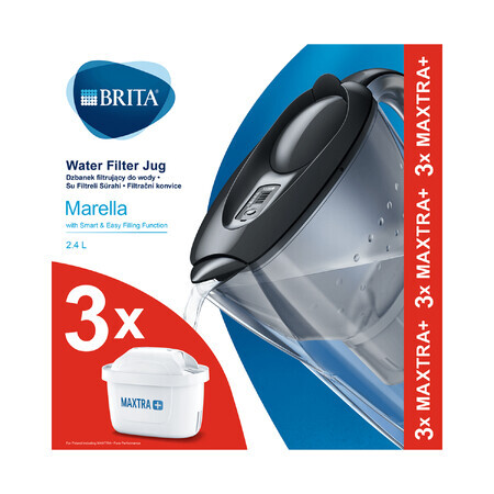 Set Brita Marella, ulcior cu filtru, grafit, 2,4 l + filtre, 3 bucăți