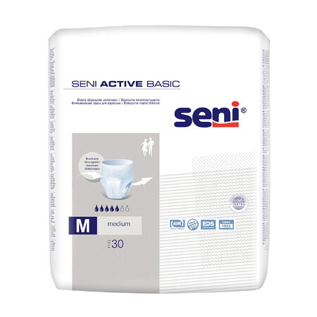 Seni Active Basic, slip flexibil absorbant, Mediu, 80-110 cm, 30 bucăți