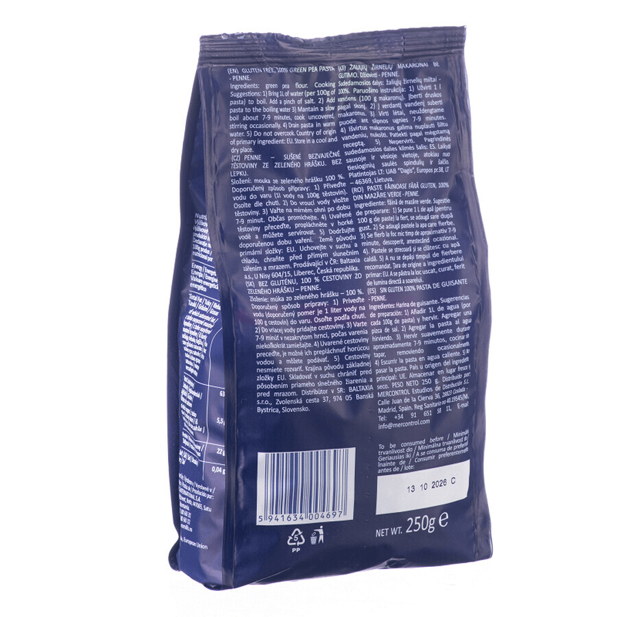 Glutenvrije erwtenpenne pasta, 250 g, Sam Mills