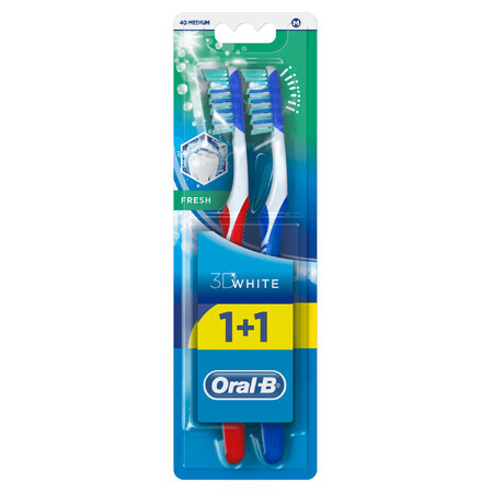 Oral-B, periuță de dinți, 3D White Fresh, 40 Medium, 2 bucăți