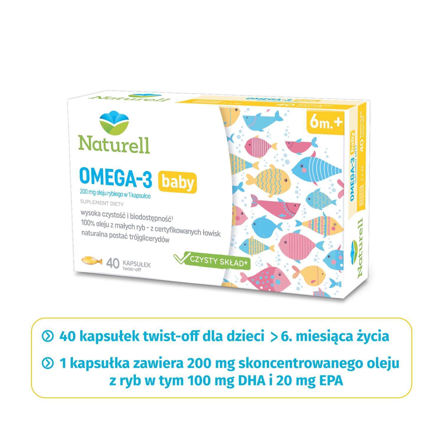 Naturell Omega-3 Baby, pentru sugari de peste 6 luni, 40 de capsule twist-off