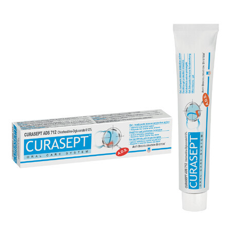 Curasept ADS 712, Gel-Zahnpasta mit Chlorhexidin 0,12%, 75 ml