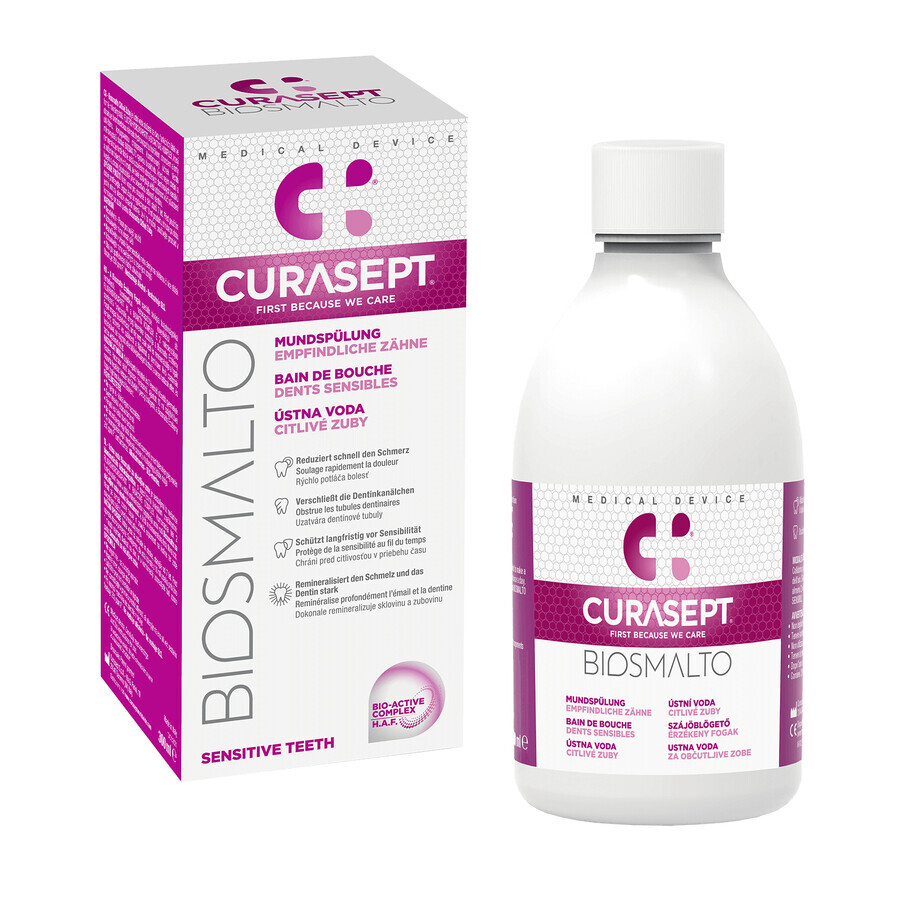 Curasept Biosmalto, apă de gură, fără alcool, Sensibil, 300 ml